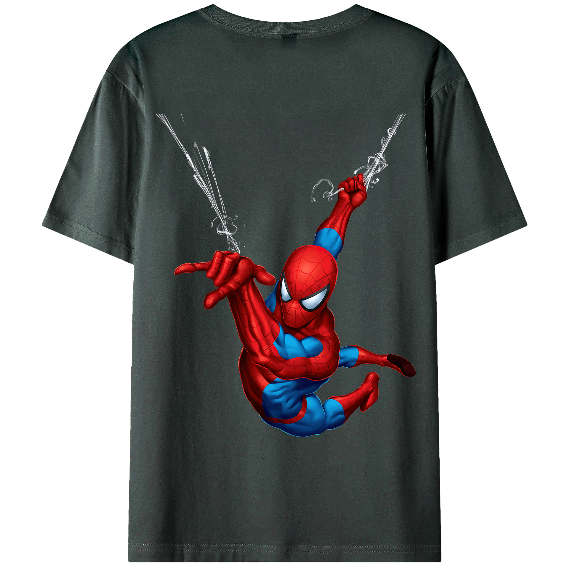 （画像用） Spider Man スパイダーマン 綿100％ メンズ半袖Tシャツ（バックプリント） 通気性